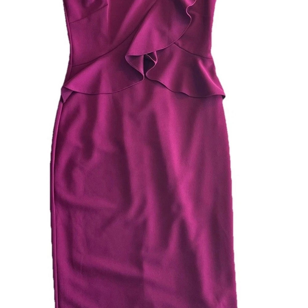 Rachel Roy Magenta Dress Size Small V-Neck Draped Detail Elegant Sheath